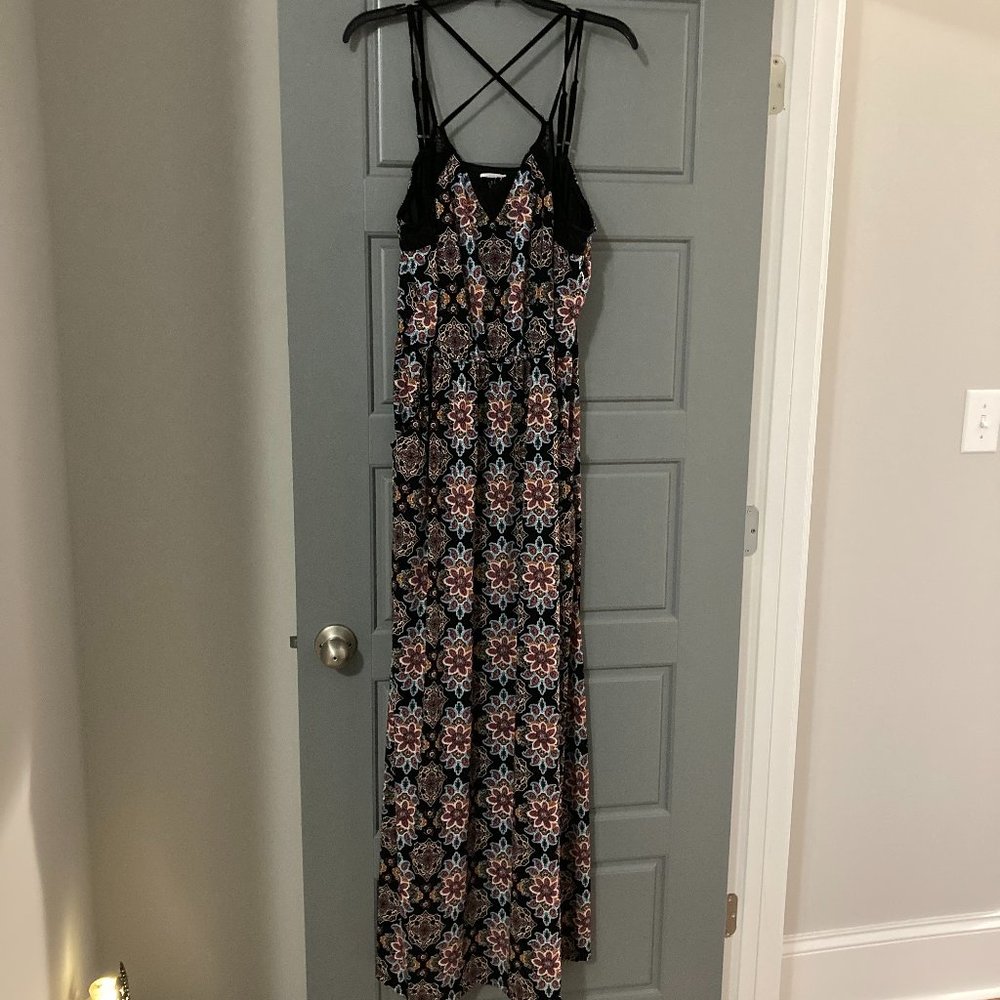 Xhilaration Women 2XL Black Dress w/ Paisley Design Print